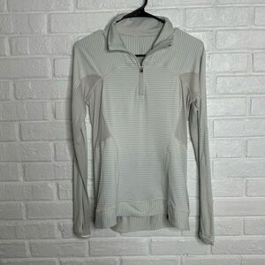 Lululemon Run For Gold 1/2 Zip Pullover Thumbholes Ghost White Stripe size 6